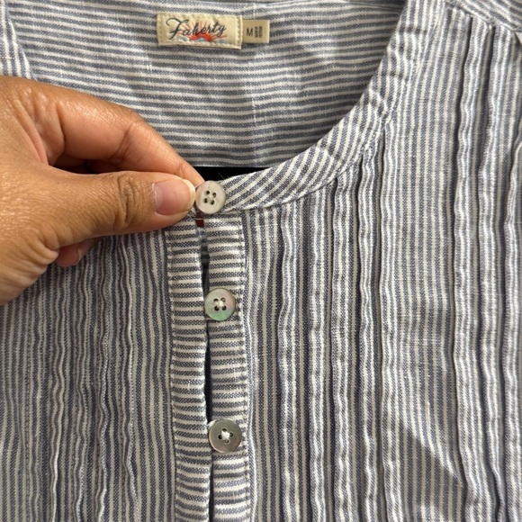 Faherty Medium Striped Isha Linen Mini Dress Relaxed Lagenlook Beach Resortwear - Picture 8 of 9